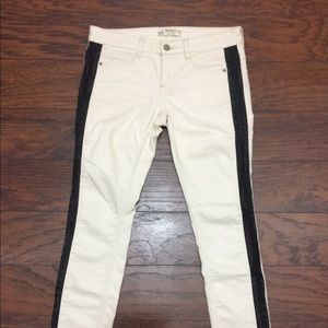 Free People Ivory Off-White Black Stripe Pants